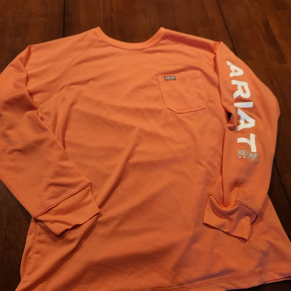 Ariat Men's Orange Long Sleeve Shirt - Picture 1 of 5